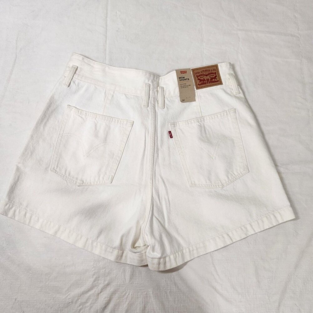 Womens Levi’s Mom Cotton Shorts Size 32 White High Rise A-Line Relaxed (CJ8) - Picture 5 of 12